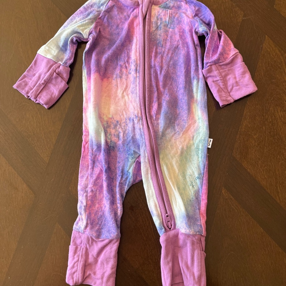 Little Sleepies Purple and Pink Tie-Dye Footie